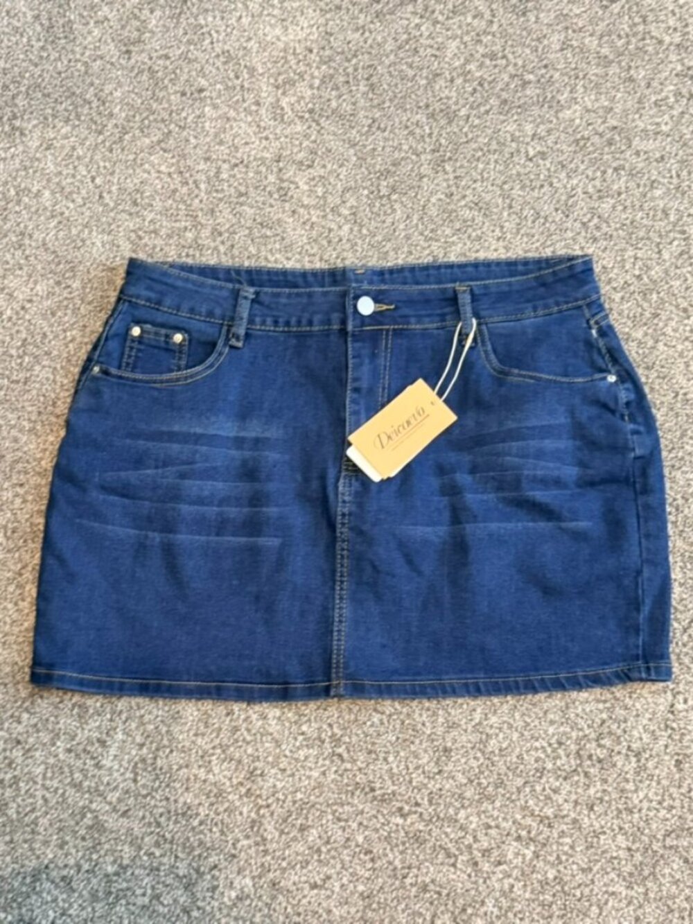 DEICAEVO Low-Rise Denim Mini Skirt Stretch Y2K Bodycon - Size XL NWT